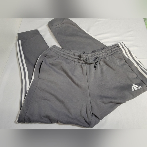 Adidas Grey Essentials 3 Stripe Jogger Mens Size 2XL - Picture 5 of 12